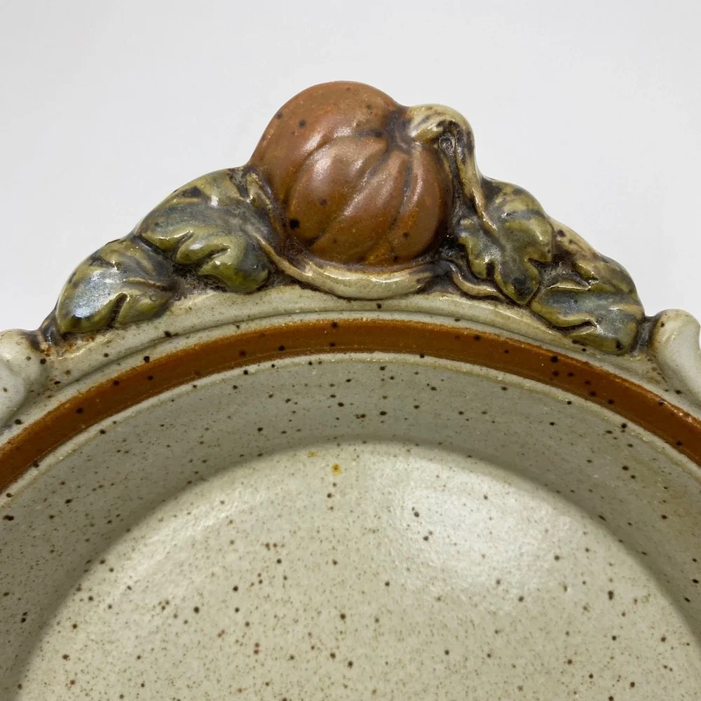 Vtg Bob Andersen Sunflower Pottery Pumpkin Harvest Ceramic‎ Pie Dish Art 1990